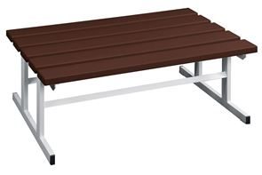 Bänk till omklädningsrum, tvåsidig, brun, L 1000 mm 