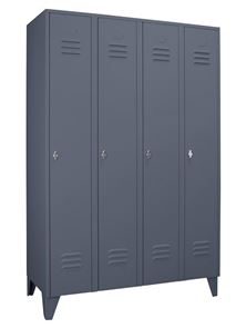 Omklædningsskab Omme, BxDxH 1200x500x1850 4 døre blågrå Omklædningsskab Omme, BxDxH 1200x500x1850 4 døre blågrå