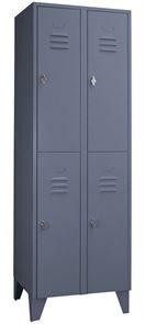 Omklædningsskab Omme, BxDxH 600x500x1850 4 døre blågrå Omklædningsskab Omme, BxDxH 600x500x1850 4 døre blågrå