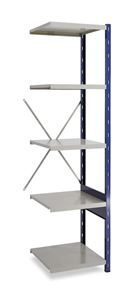 Lagerhylla  Blå/Grå, halvutbyggnad, BxDxH 500x500x1960, öppen