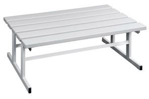 Bänk till omklädningsrum, tvåsidig, ljusgrå, L 1000 mm 
