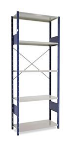 Lagerhylla  Blå/Grå, grund, BxDxH 1000x400x2500, öppen