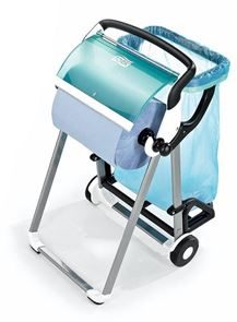 Stativ til tørkepapir, inkl. sekkeholder, til 120 l avfallssekker, turkis/hvit Stativ til tørkepapir, inkl. sekkeholder, til 120 l avfallssekker, turkis/hvit