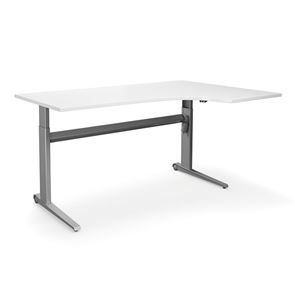 Sähköpöytä Dallas, kulmapöytä oikea, PxL 1800x1200 mm, valkoinen/hopea Sähköpöytä Dallas, kulmapöytä oikea, PxL 1800x1200 mm, valkoinen/hopea