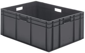 Eurokasser Teff med lukkede sider og bund, LxBxH 800 x 600 x 320 mm, grå, 2-pak