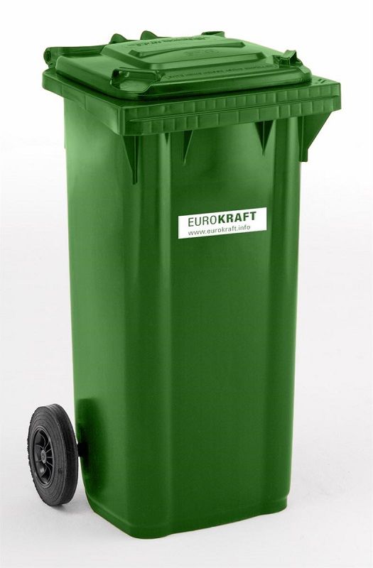 Avfallsbeholder av plast, DIN EN 840, 120 l, BxDxH 505 x 555 x 1005 mm, grønn