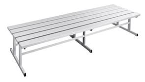 Bänk till omklädningsrum, tvåsidig, ljusgrå, L 2000 mm 