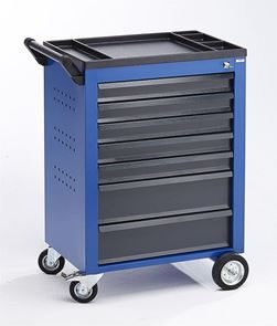 Verktygsvagn med 7 lådor, stålplåt, BxDxH 630x410x930 mm, blå Verktygsvagn med 7 lådor, stålplåt, BxDxH 630x410x930 mm, blå