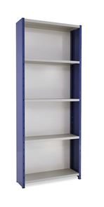 Lagerhylle Gerdmanshyllen, blå/grå, heldekkende gavler og rygg, grunnseksjon, BxDxH 1000x300x2500 Lagerhylle Gerdmanshyllen, blå/grå, heldekkende gavler og rygg, grunnseksjon, BxDxH 1000x300x2500