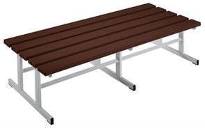 Bänk till omklädningsrum, tvåsidig, brun, L 1500 mm 