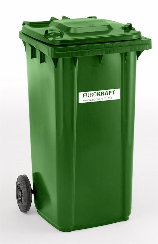 Jäteastia, DIN EN 840, 240 l, LxSxK 580 x 740 x 1100 mm, vihreä