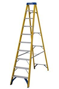 Glasfiberstege, höjd 2790 mm, 10 steg med platform Glasfiberstege, höjd 2790 mm, 10 steg med platform