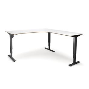 Hev og senk hjørneskrivebord  Atlanta Trend, høyre, LxB 2000x1800 mm, hvit/svart Hev og senk hjørneskrivebord  Atlanta Trend, høyre, LxB 2000x1800 mm, hvit/svart