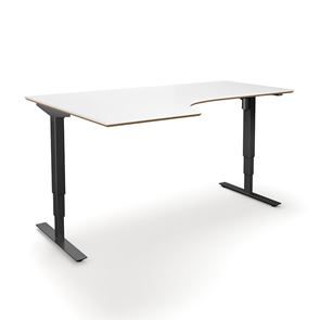 Höj och sänkbart hörnskrivbord Atlanta Trend, vänster, LxB 1800x1200 mm, vit/svart 