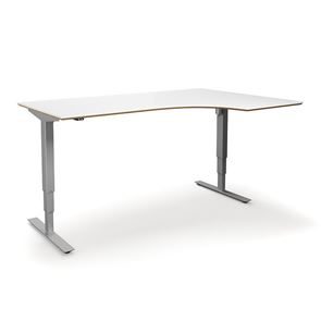 Höj och sänkbart hörnskrivbord Atlanta Trend, höger, LxB 1800x1200 mm, vit/silver 