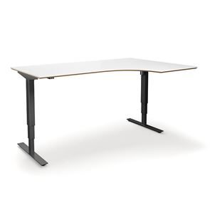 Höj och sänkbart hörnskrivbord Atlanta Trend, höger, LxB 1800x1200 mm, vit/svart 