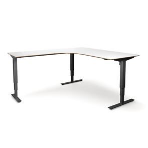 Hev og senk hjørneskrivebord  Atlanta Trend, venstre, LxB 2000x1800 mm, hvit/svart Hev og senk hjørneskrivebord  Atlanta Trend, venstre, LxB 2000x1800 mm, hvit/svart