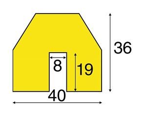 Kantbeskyttelse, rød/hvid, 1 meter, trapezformet