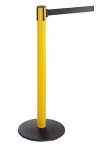 Avsperringsstolpe med bånd, plast, gul, 2-pakk