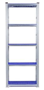 Lagerhylla Flex, grund, BxDxH 976x320x2500, 5 st blå hyllplan Lagerhylla Flex, grund, BxDxH 976x320x2500, 5 st blå hyllplan