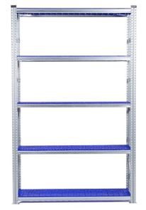 Lagerhylla Flex, grund, BxDxH 1576x320x2500, 5 st blå hyllplan Lagerhylla Flex, grund, BxDxH 1576x320x2500, 5 st blå hyllplan