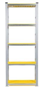 Lagerhylla Flex, grund, BxDxH 976x320x2500, 5 st gula hyllplan Lagerhylla Flex, grund, BxDxH 976x320x2500, 5 st gula hyllplan