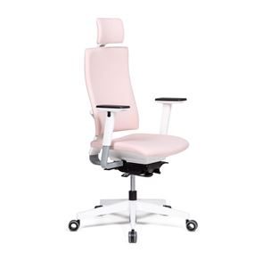 Kontorstol Bianca, rosa/hvit med nakkestøtte/OUTLET