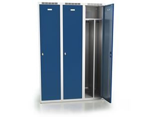Klesskap Hove, bredde 1200 mm, 3 skap, 3 dører, grå stamme og blå dør Klesskap Hove, bredde 1200 mm, 3 skap, 3 dører, grå stamme og blå dør