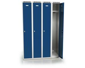 Klesskap Hove, bredde 1200 mm, 4 skap, 4 dører, grå stamme og blå dør Klesskap Hove, bredde 1200 mm, 4 skap, 4 dører, grå stamme og blå dør