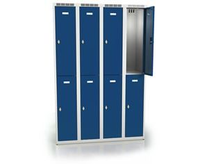 Omklædningsskab Hove, B 300 mm, 4x2 døre, gråt kabinet blå dør Omklædningsskab Hove, B 300 mm, 4x2 døre, gråt kabinet blå dør