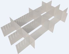 Skuffeindsats til stålskuffer - Gerdmansreolen, BxDxH 930x500x175, hvid Skuffeindsats til stålskuffer - Gerdmansreolen, BxDxH 930x500x175, hvid