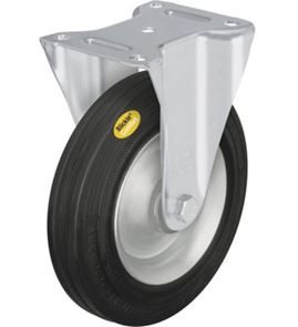 Puolielastinen umpikumipyörä peltivanteella, kiintopyörä, pyörän Ø x leveys 200 x 50 mm