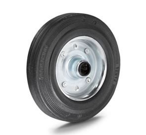 Massivt gummihjul på stålfelg, rullelager, ØxB 200x50 mm Massivt gummihjul på stålfelg, rullelager, ØxB 200x50 mm