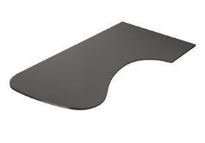 Pöytälevy työpöydälle, kulma, pyöreä, oikea, PxL 2200x1200 mm, tummanharmaa Pöytälevy työpöydälle, kulma, pyöreä, oikea, PxL 2200x1200 mm, tummanharmaa