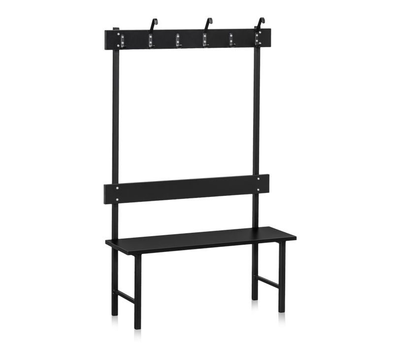 Pukuhuoneen penkki Sege, yksipuolinen, koukkulistalla, 1000 mm, istuin