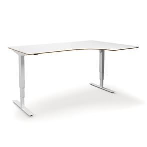 Höj och sänkbart hörnskrivbord Atlanta Trend, höger, LxB 1800x1200 mm, vit/vit 