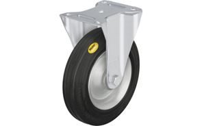 Puolielastinen umpikumipyörä peltivanteella, kiintopyörä, pyörän Ø x leveys 250x60 mm