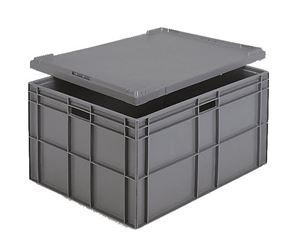 Euroback Harte, 800x600x412 mm, tät med handtagshål, 162 liter, grå Euroback Harte, 800x600x412 mm, tät med handtagshål, 162 liter, grå