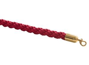 Avspärrningsrep Alman, flätad, L 1500 mm, mässingsbeslag/vinröd