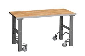 Arbejdsbord med hjul Tor, med nedsænkeligt stativ på hjul, 1600 x 800 mm, eg Arbejdsbord med hjul Tor, med nedsænkeligt stativ på hjul, 1600 x 800 mm, eg