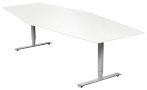 Konferensbord Grande, 5600x1200 mm, vit/silver
