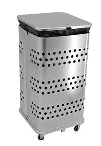 Affaldsstativ med hjul og låg, lukket