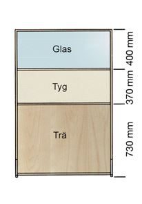 Sermi Silence, lasinen yläosa, 1200x1500 mm, kangas-lasi /kangas-lasi, vaaleanharmaa, koivu