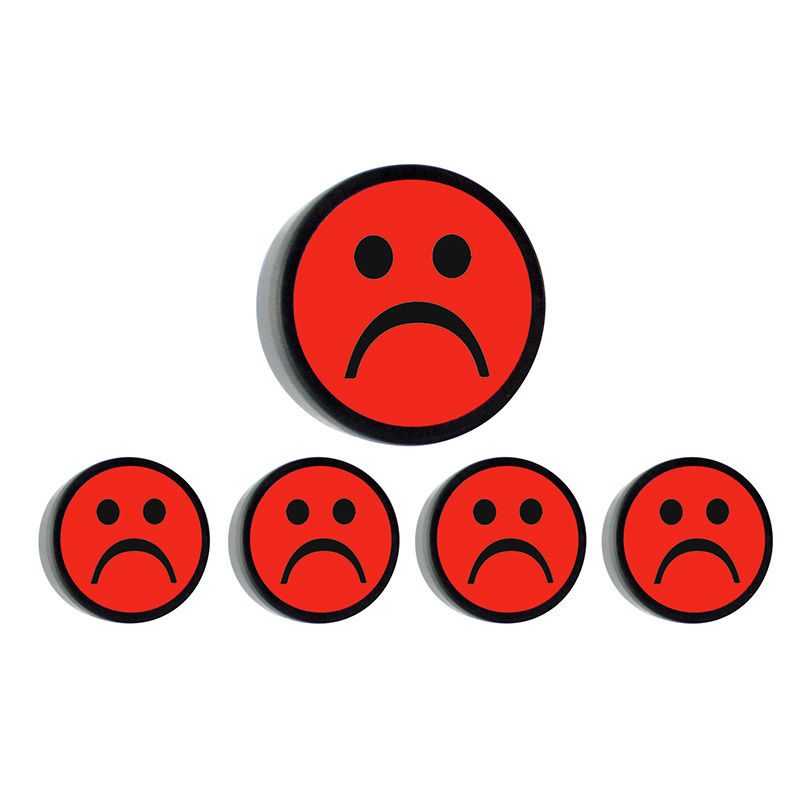 Whiteboardmagnet D 35 mm rød, sur smiley, 10-pk | Gerdmans