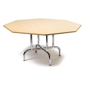 Konferensbord Oktett, 8-kantig, björk/krom