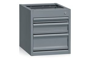 Pöytälaatikosto Signe, 3 ulosvetolaatikkoa 1x100,1x150 mm, LxSxK 385x500x435, harmaa  Pöytälaatikosto Signe, 3 ulosvetolaatikkoa 1x100,1x150 mm, LxSxK 385x500x435, harmaa