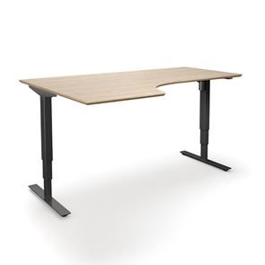 Höj och sänkbart hörnskrivbord Atlanta Trend, vänster, LxB 1800x1200 mm, ek/svart