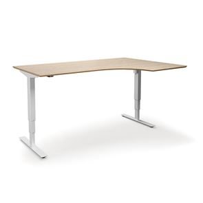 Höj och sänkbart hörnskrivbord Atlanta Trend, höger, LxB 1800x1200 mm, ek/vit