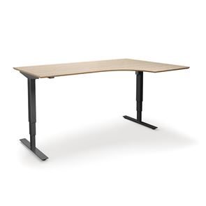 Höj och sänkbart hörnskrivbord Atlanta Trend, höger, LxB 1800x1200 mm, ek/svart