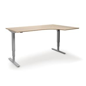 Höj och sänkbart hörnskrivbord Atlanta Trend, höger, LxB 1800x1200 mm, ek/silver